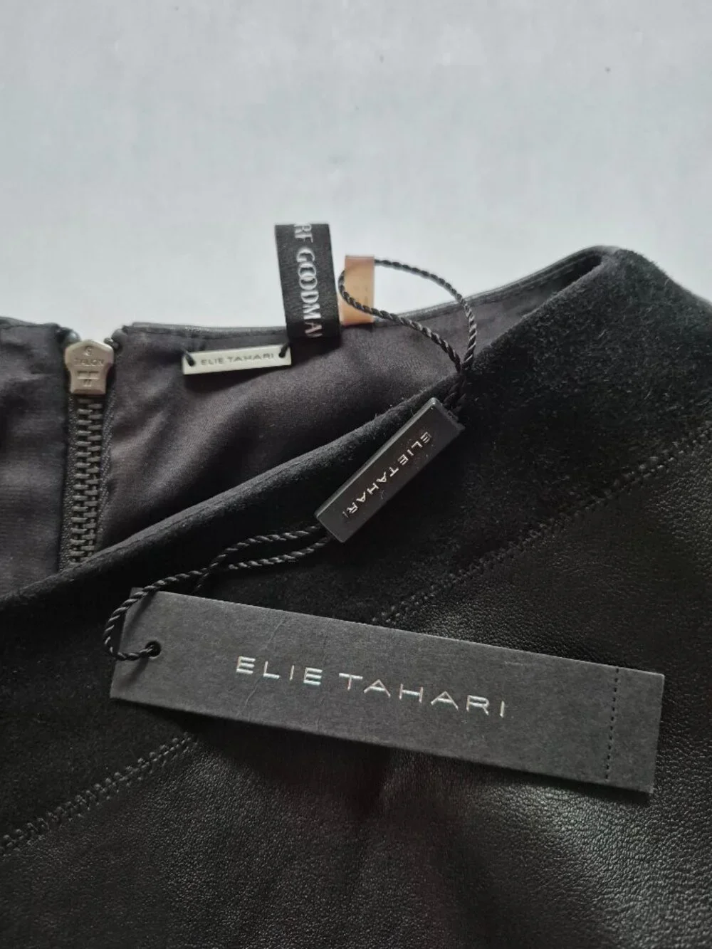 New Elie Tahari Black Suede & Leather Dress Size 0 - Picture 13 of 15